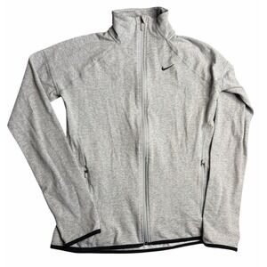 Nike Dri-Fit‎ Jacket Women's Small Gray Full Zip Athletic Running Lightweight